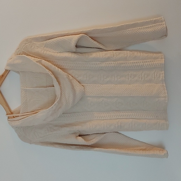 Vintage Binghamton Knitting Co. Aran Knit Hooded Sweater Oversized 100% Cotton - Picture 2 of 6